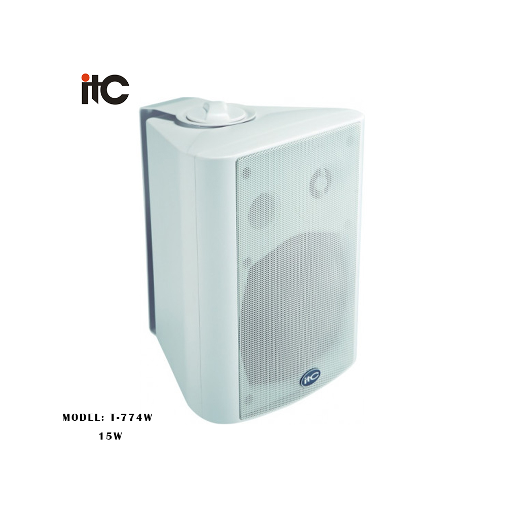 ITC - T-774W, Enceinte passive avec support mural blanc, puissance 2 voies 4 "15W