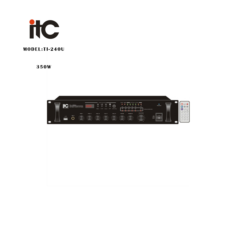 ITC - TI-240U, Amplificateur mélangeur USB / EQ, 350W 3 entrées micro
