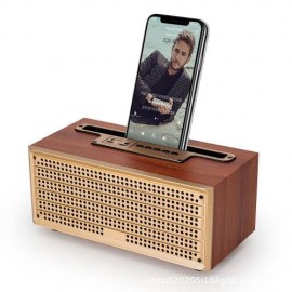 XM 5C BT speaker rétro 5W - Texture bois - Avec support de téléphone